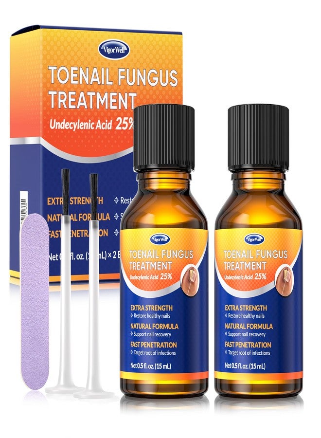 VigorWell Toenail Fungus Treatment with 25% Undecylenic Acid: Toenail Fungus Treatment Extra Strength for Thick, Yellow and Damaged Nails - Safe and Gentle for Nails Care - Image 1